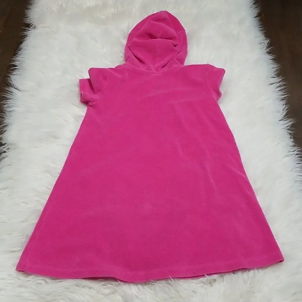 OP Girls Pink Hooded Terry Cloth Swim Coverup Dress XS 4-5 Beach Pool